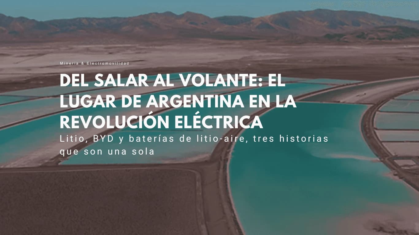 Salares del noroeste argentino con producción de litio en primer plano y autos eléctricos